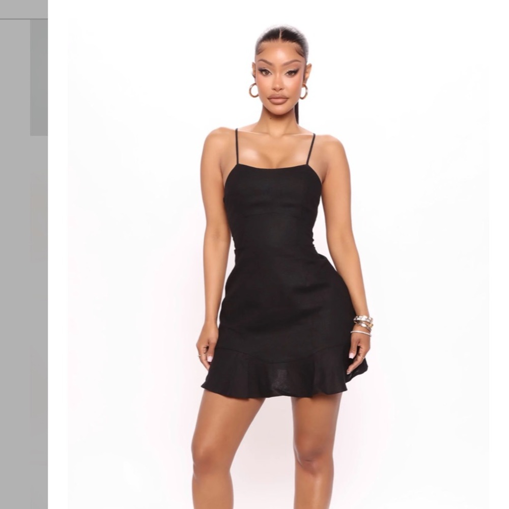 Black mini dress from fashionnova